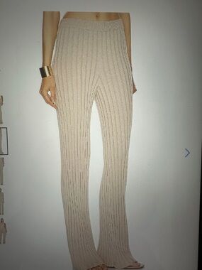 Revolve Ribbed Knit Wide-Leg Pants — by L’Academie Taupe